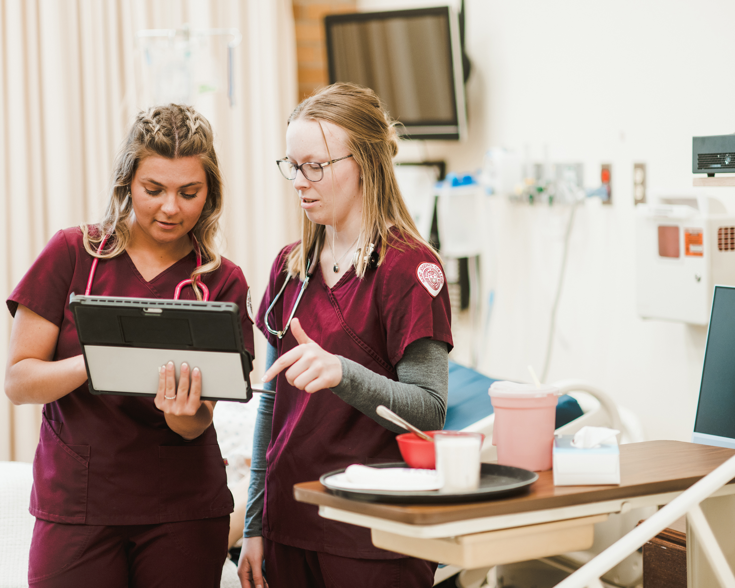 nursing students in simulation lab in Mercy Hall