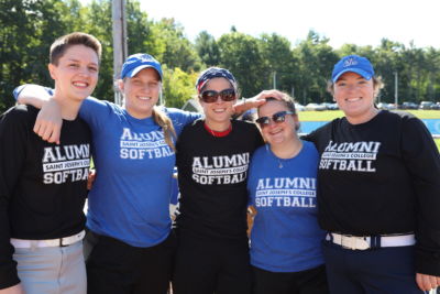 Alumni Softball Players Cassidee Couture ‘18, Mariah Harrison ‘17, Carla Tripp ‘17, Katherine Collette ‘18, and Jennifer Murphy ‘17