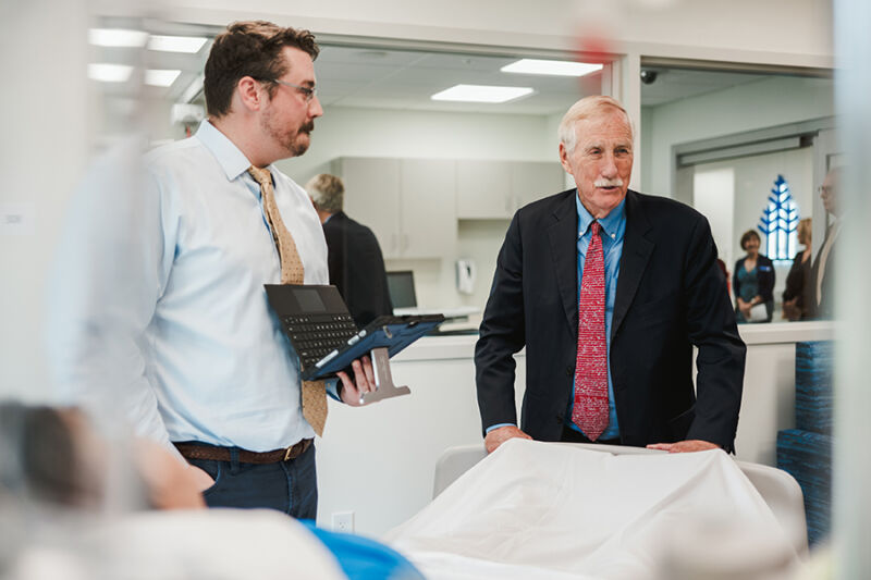 Senator Angus King tours new Nursing Simulation Lab at Saint Joseph's College of Maine