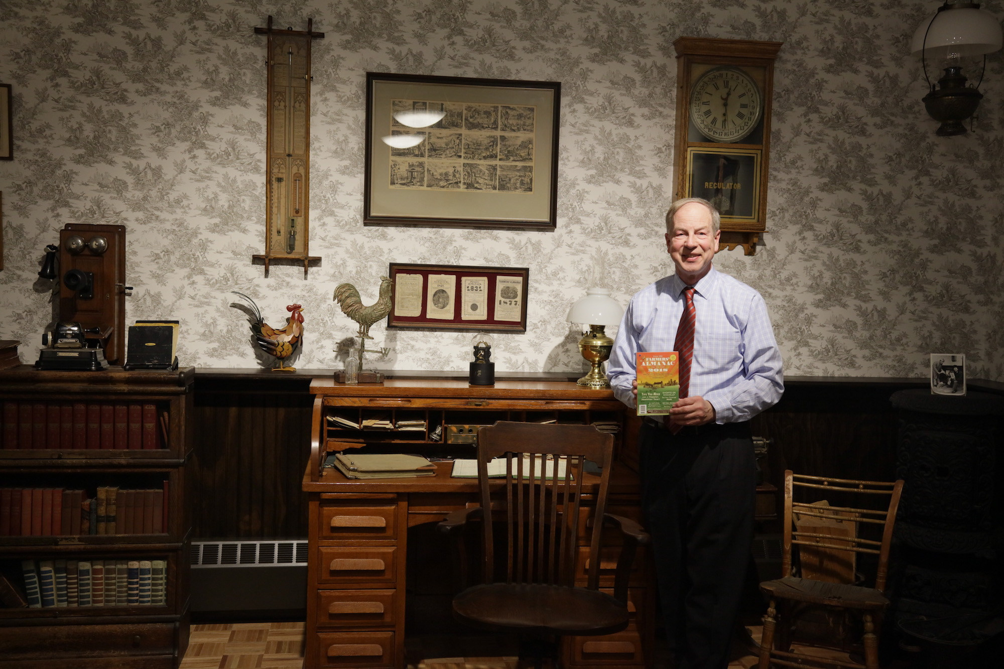 Peter Geiger in the Farmer's Almanac Museum at Geiger.