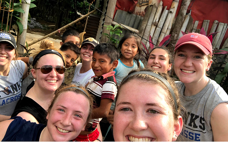 SJC students in Guatemala on a service trip during semester break