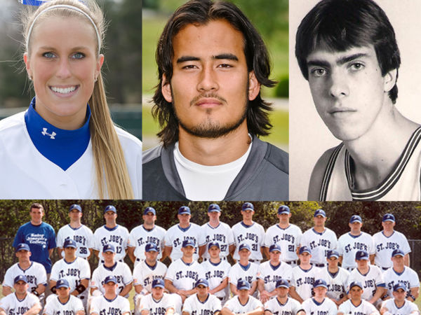 Photos of Tom Ollmann, Alyssa Dunn, Will Pike, and 2006 baseball team: 2019 Hall of Fame inductees