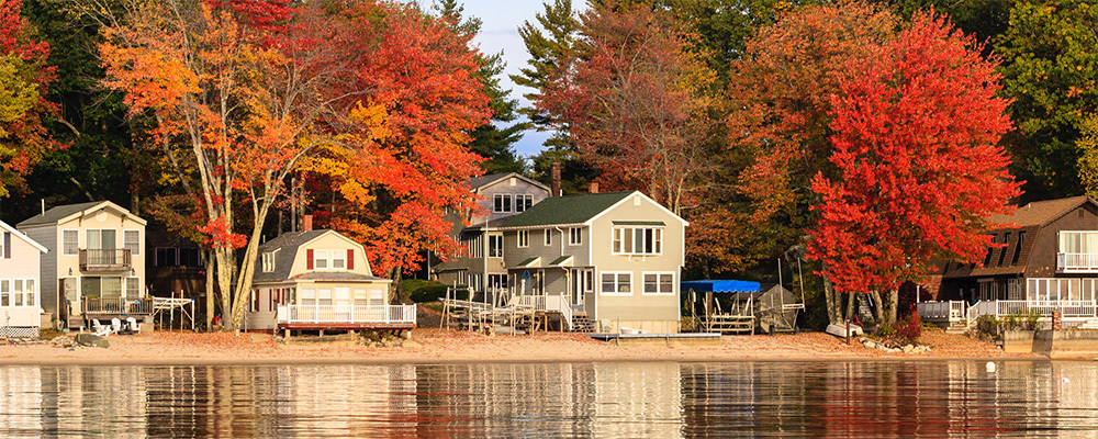 Houses at Harmon's Beach in the fall