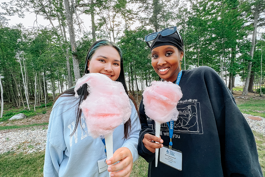 eating cotton candy during welcome weekend