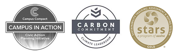 Sustainability badges- Gold Stars, Carbon Commitment, and Civic Action